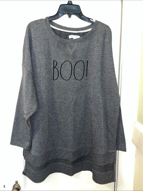 Rae Dunn Gray 'BOO!' Crewneck Sweatshirt/Tunic